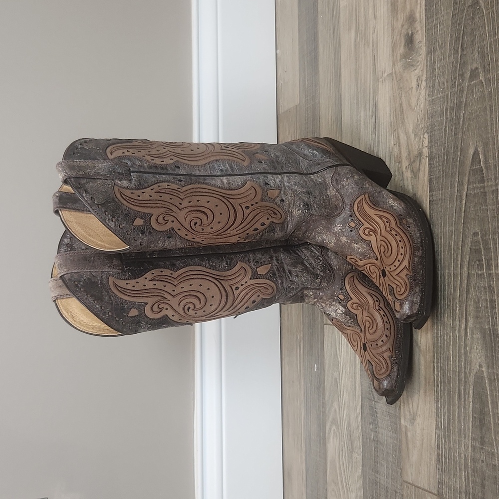 J.B. Dillon Leather Inlay Distressed Women's Boots Size 7